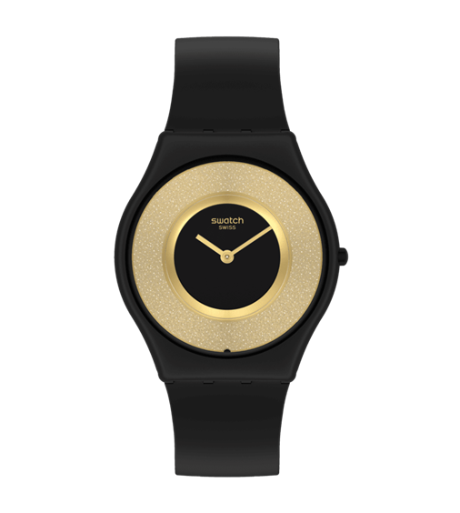 Reloj negro best sale mujer swatch